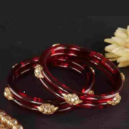 ZULKA Set Of 2 Diamond & Crystal Studded Kada Bangles-image-81