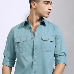 KETCH Men Spread Collar Solid Cotton Slim Fit Casual Shirt-image-37
