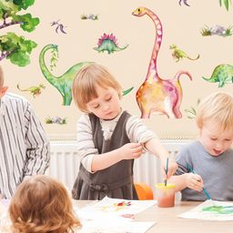 INDIAN ROYALS Green & Pink Dinosaur Animals Printed Waterproof Wall Stickers-image-25