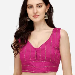 HERE&NOW Embellished Sequinned Padded Saree Blouse-24