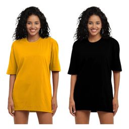 NOTWILD Women Pack Of 2 Solid Round Neck Cotton Oversized T-shirts-image-90