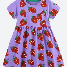 Oh Rare Girls Conversational Printed Cotton Fit & Flare Dress-image-36