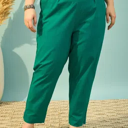 Moda Rapido Women Pure Cotton Pleated Trousers-picture-39