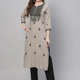 RATAN Women Geometric Embroidered Thread Work Floral Kurta-image-40