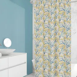 ArtzFolio Yellow and White Floral Printed Waterproof Shower Curtain-image-77
