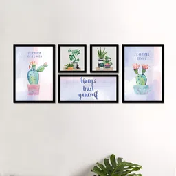 Art Street Black & White 5 Piece Synthetic Wood Abstract Wall Paintings-image-36