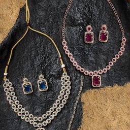 Zaveri Pearls Set Of 2 Gold-Plated Stone-Studded Jewellery Set-10