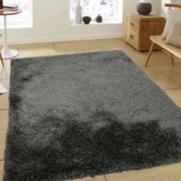 saral home Grey Shaggy Polyester 5 ft x 7 ft Machine Made Carpet-picture-46