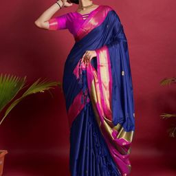 SILKWEAR Ethnic Motifs Zari Silk Cotton Ikat Saree-picture-41