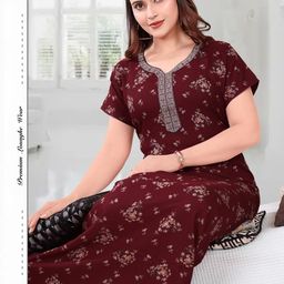 TRUNDZ Maroon Cotton Blend Nightdress-image-81