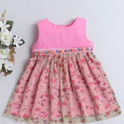 MANY FROCKS & Girls Floral Printed Round Neck Sleeveless Fit & Flare Dress-image-64