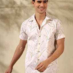 FILO HEVIS Men Classic Slim Fit Floral Printed Spread Collar Cotton Casual Shirt-picture-28