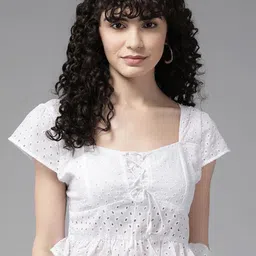BAESD Print Cold-Shoulder Georgette Top-image-73