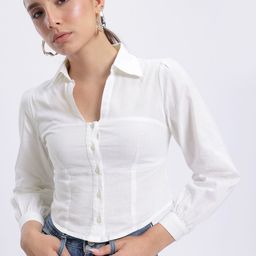 glitchez Shirt Style Corset Crop Top-image-33