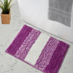MAA HOME CONCEPT Purple & White Striped Microfibre Bath Rugs-42