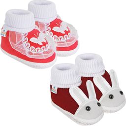 NESKA MODA 3 To 12 Month Cotton Booty 2 Pair Newborn Unisex Baby Skin Friendly Soft Rabbit Booties-84