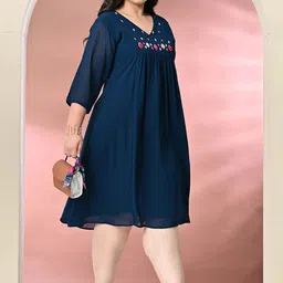 PrettyPlus by Desinoor.com Plus Size Embellished Georgette A-Line Dress image 2