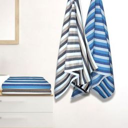 Athom Living Blue & Black 4 Pieces Striped Cotton 210 GSM Bath Towel-image-29
