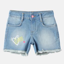 United Colors of Benetton Girls Washed Printed Denim Shorts-image-68