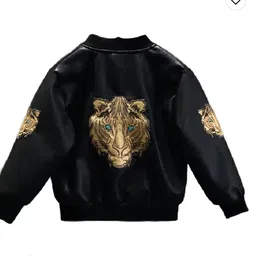 Tricycle Clothing Boys Geometric Lightweight Crop Biker Jacket with Embroidered-image-99