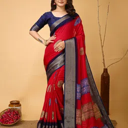 HI FI NX Floral Silk Cotton Banarasi Saree-image-74