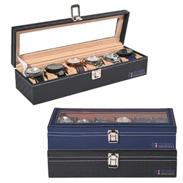Kuber Industries Set Of 3 6 Slots Wrist Watch Organiser Box-16