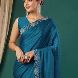 SILKWEAR Embellished Beads and Stones Satin Ilkal Saree-picture-37