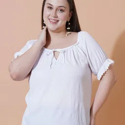 U&F Beyond Women Tie-Up Neck Bell Sleeve Casual Top-image-68