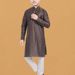 PulseIQ Men Printed Thread Work Kurta-image-10