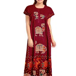 AAKARSHANA Women Maroon Maxi Nightdress-picture-26