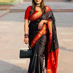 A S CREATION Woven Design Zari Silk Cotton Paithani Saree-picture-19