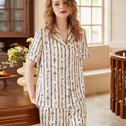 JC Collection Women Geometric Printed Night suit-image-9