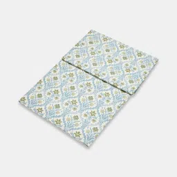 Fabindia White & Blue Ethnic Motifs Single Bedsheet with 1 Pillow Covers-image-4