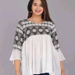 Loyster Print Bell Sleeve Ethnic Top-image-46