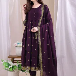 KALINI Women Ethnic Motifs Printed Anarkali Kurta with Trousers & Dupatta-image-90