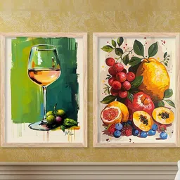 WALLLANE Set of 2 Brown Wood Abstract Wall Paintings With Frame-31