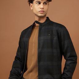 Richlook Men Mock Collar Checked Casual Bomber Reversible Jacket image 5