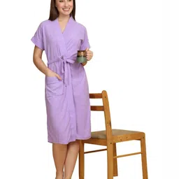 Aura Lavender-Coloured Shawl Collar BathRobe-picture-10