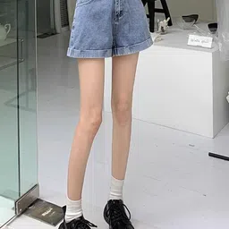 StyleCast Women Washed Loose Fit High-Rise Denim Shorts-picture-27