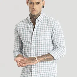 Snitch Men Smart Slim Fit Opaque Checked Casual Shirt-image-94