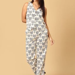 The Woman Store Printed V-Neck Top With Trousers Co-Ords-picture-37