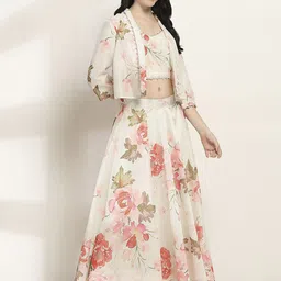 Rangriti Printed Top, Jacket & Skirt Co-Ord Set-image-15