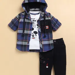 LITTLE COLLARS Boys Checkered Hooded Full Sleeves Clothing set-image-35