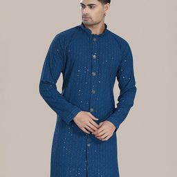 PulseIQ Men Geometric Chikankari Kurta-image-49