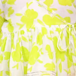 Ka-mee Girls Mandarin Collar Floral Printed Pure Cotton A-Line Kurti with Sharara image 3