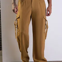 MASCLN SASSAFRAS Men Cotton Comfort Wide Leg Side Pocket Baggy Cargo Jeans-image-26