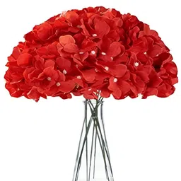 VRB DECOR Red 10 Pieces Hydrangea Artificial Flower-28
