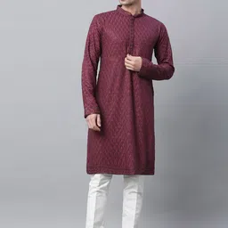 Shiv Leela Ethnic Motifs Embroidered Mandarin Collar Sequinned Cotton Straight Kurta-image-54