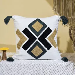 ANWYN White & Brown Embroidered Square Cushion Covers-image-56