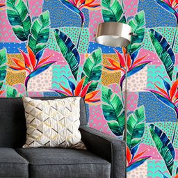 ArtzFolio Printed UV-Resistant Anti-Bacterial Watercolor Tropical Flowers With Doodles Peel & Stick Wallpaper-image-90